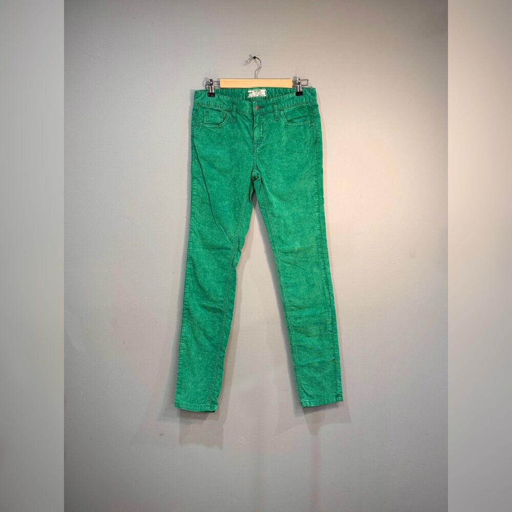 Green Free People Skinny Leg Corduroy Pants Size 28 EUC